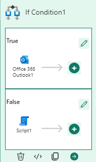 Screenshot of the if condition inside of data pipeline with the True and False paths