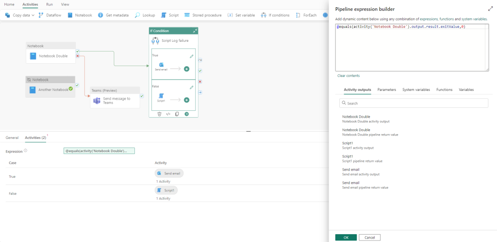 You can use the pipeline If Condition activity for branching and conditional execution