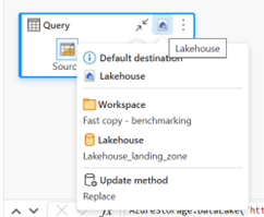 Hover over the data destination icon to see that the destination is labeled as defautl destination