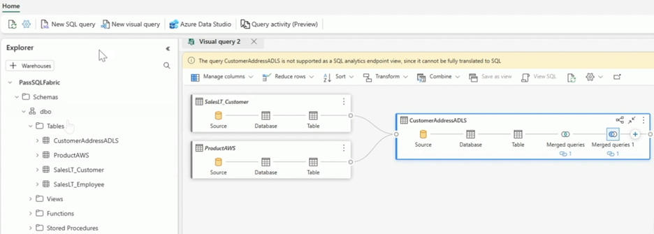 Use the visual query editor to analyze and build out your warehousing needs