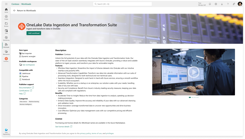 Workload hub detailed page screenshot
