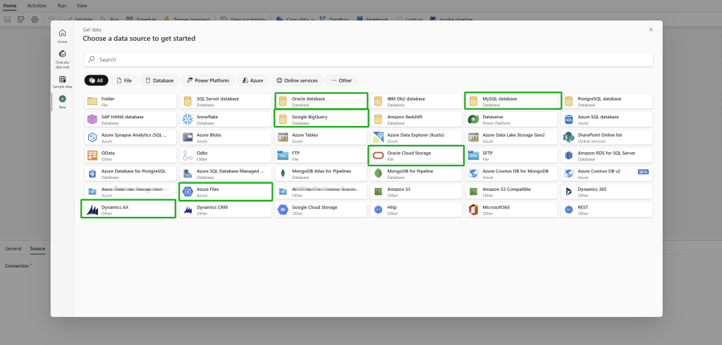Screenshot of the Get Data window showing the connectors in this update