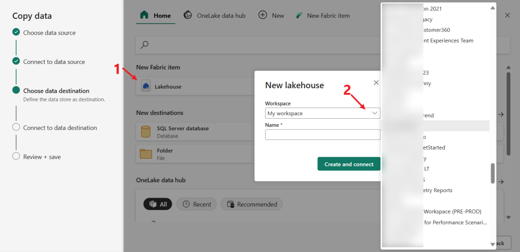 Create LH in another workspace