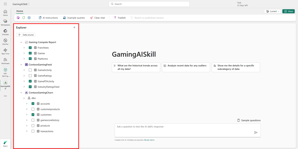 Add multiple data sources to an AI Skill.