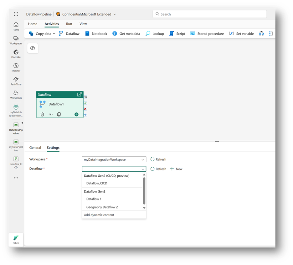 Dataflows Gen2 with CI/CD capabilities in the refresh activity in a Data pipeline.