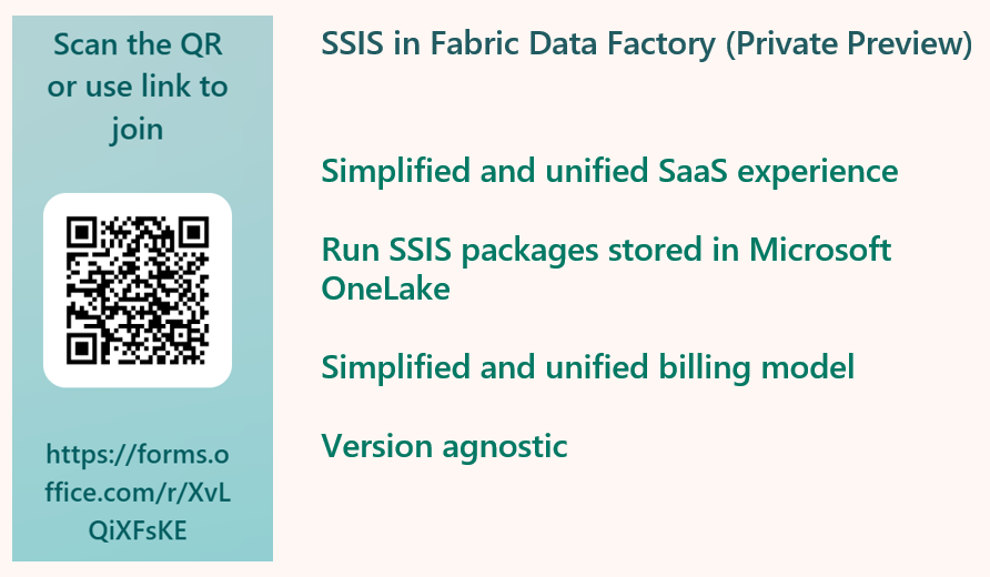Screenshot of SSIS in Fabric Data Factory (Private Preview)