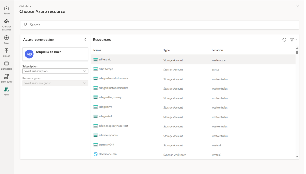 Browse your azure resources