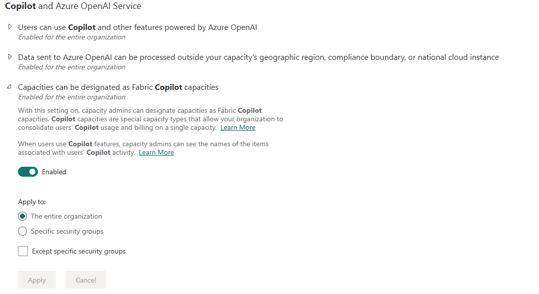Fabric tenant setting allowing Fabric admin to designate authorized FCC admins