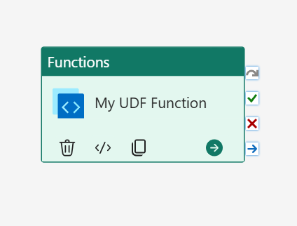 Data pipeline Functions activity named My UDF Function.
