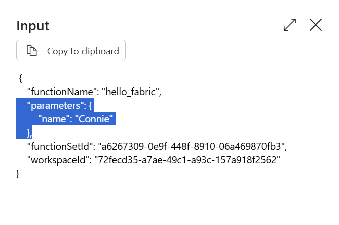 Input of functions activity with parameter of name and name input.