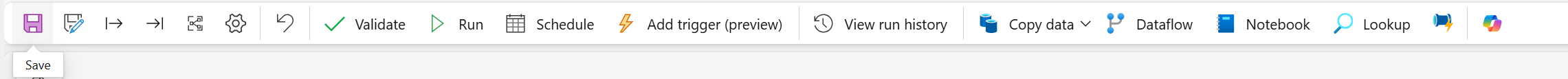 Purple save button from pipelines editor navigation bar.