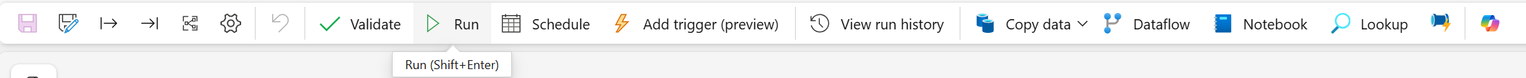 Run button from pipelines editor navigation bar.