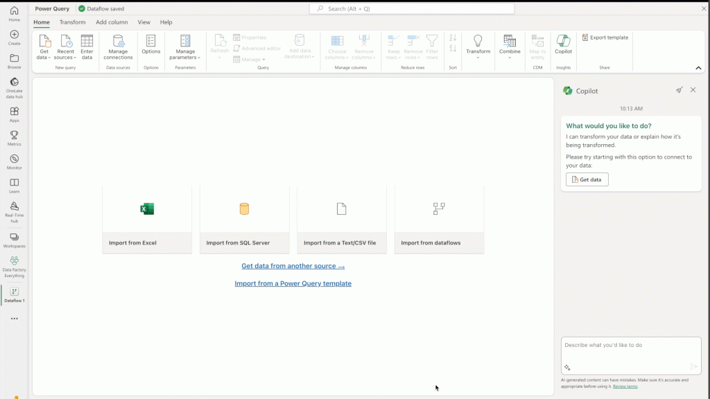 dataflows gen2 with copilot
