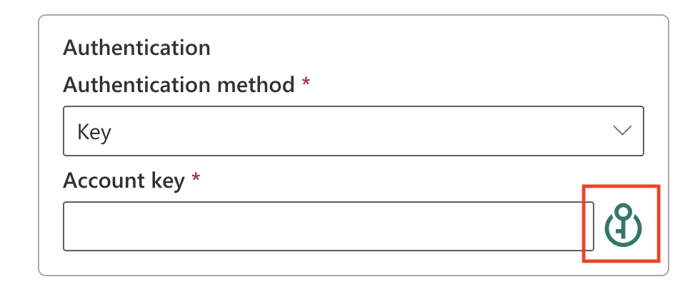 A screenshot of clicking on Azure Key Vault reference icon while creating a new connection