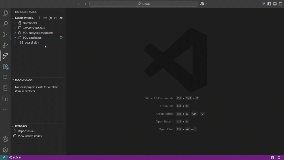 Open Fabric SQL Database in MSSQL extension