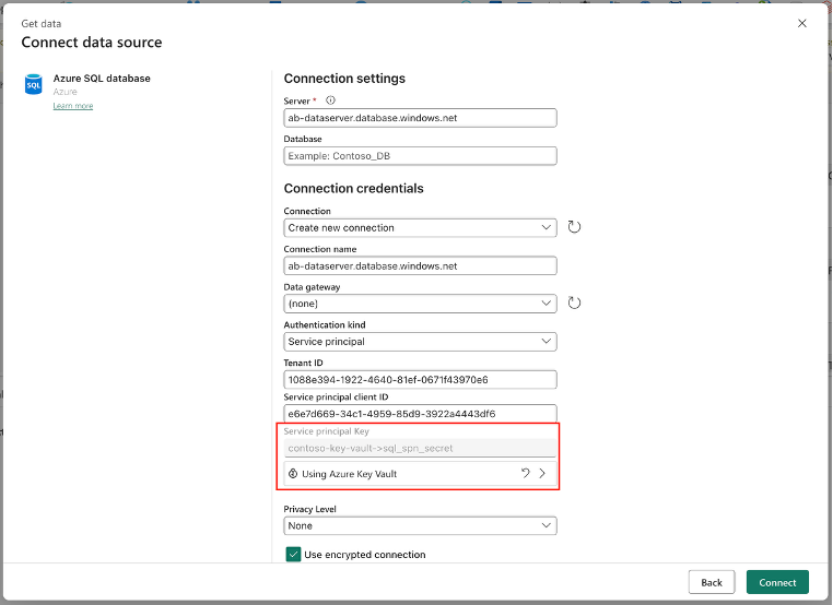 Azure Key Vault in connections
