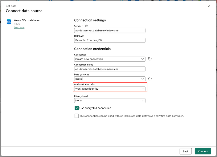 workspace identity support in connections