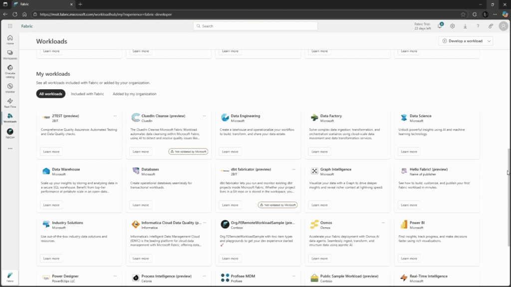Fabric Extensibility Toolkit: Hello World Sample