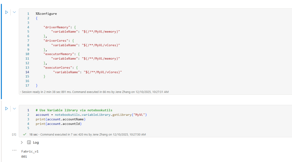 Use Variable library in notebook