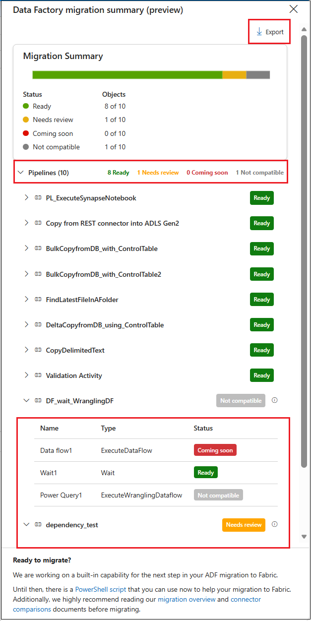 Drilldown export screenshot