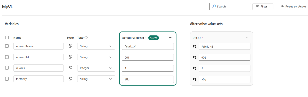 Define variables in Variable Library