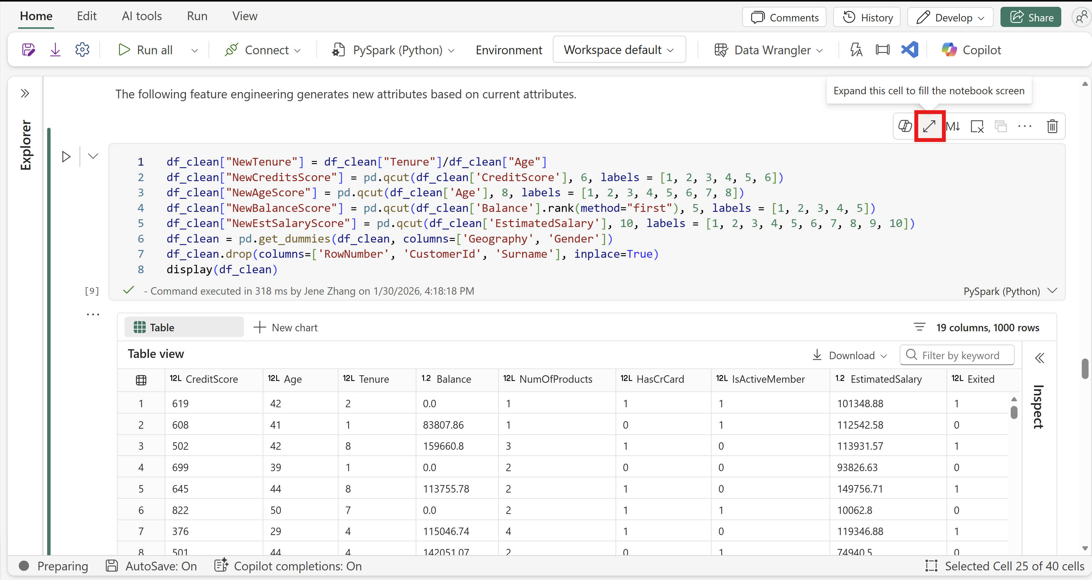 Entry of full size mode