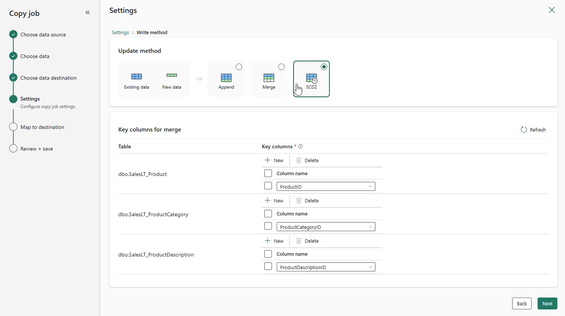Enable SCD Type 2 in Copy job with One Click