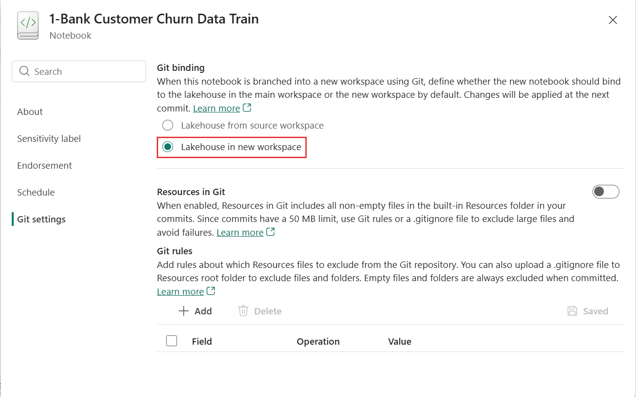 Entry of auto-binding setting in notebook