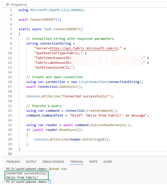 Microsoft ADO.NET Driver for Microsoft Fabric Data Engineering (Preview ...
