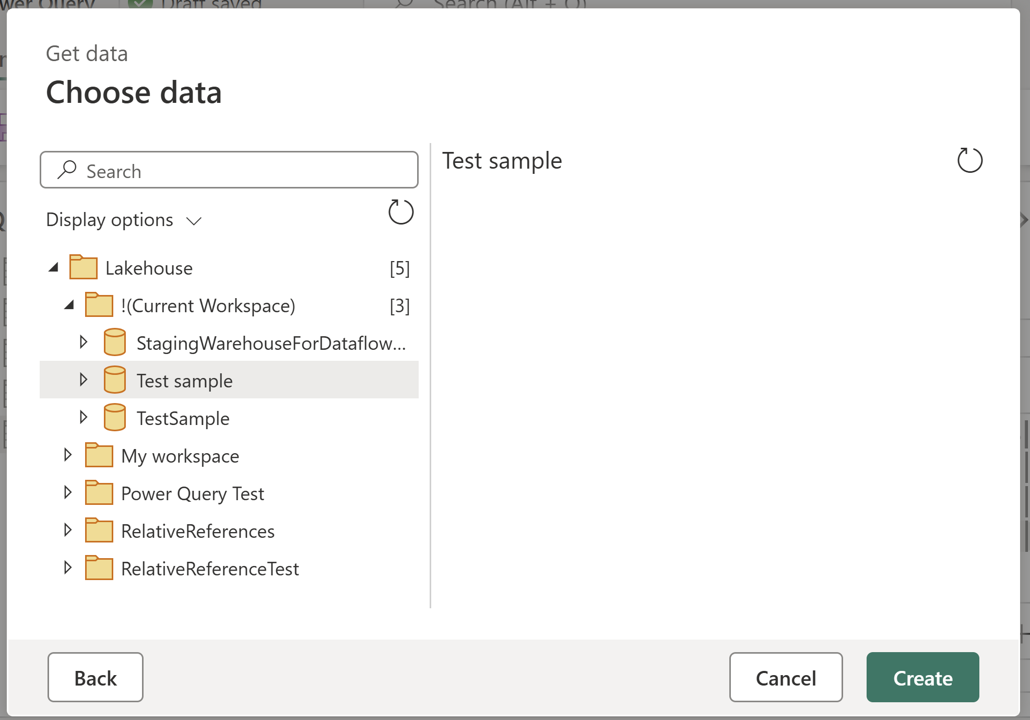 Screenshot of !(Current Workspace) node in the Lakehouse connector